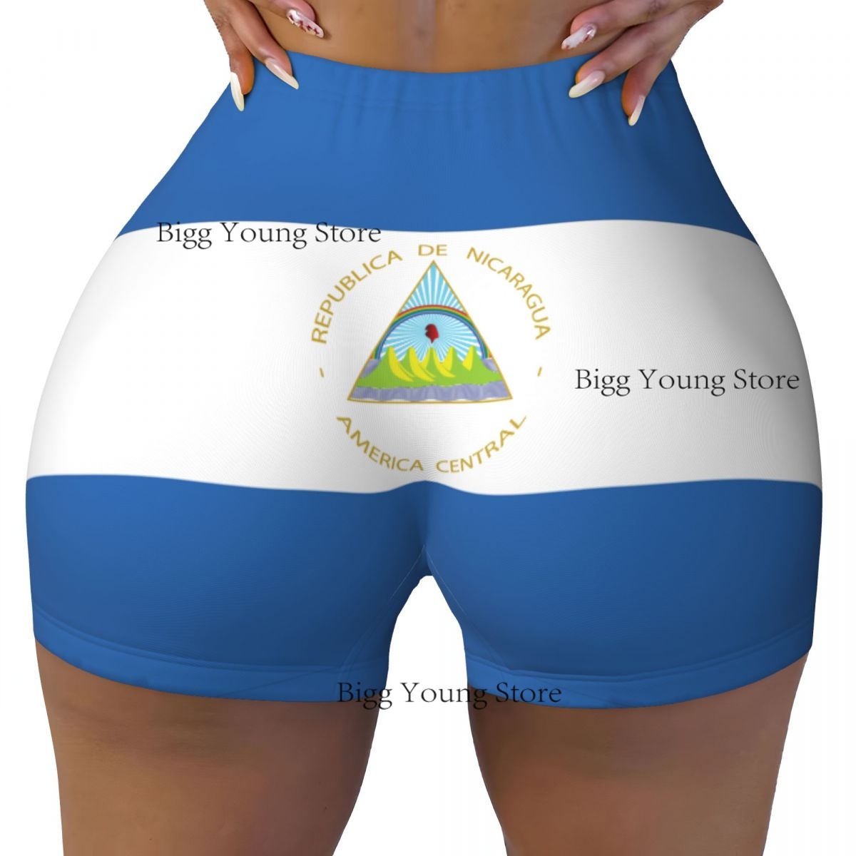 Yoga Fitness Nicaragua - Women's Yoga Shorts Nicaragua Flag Style